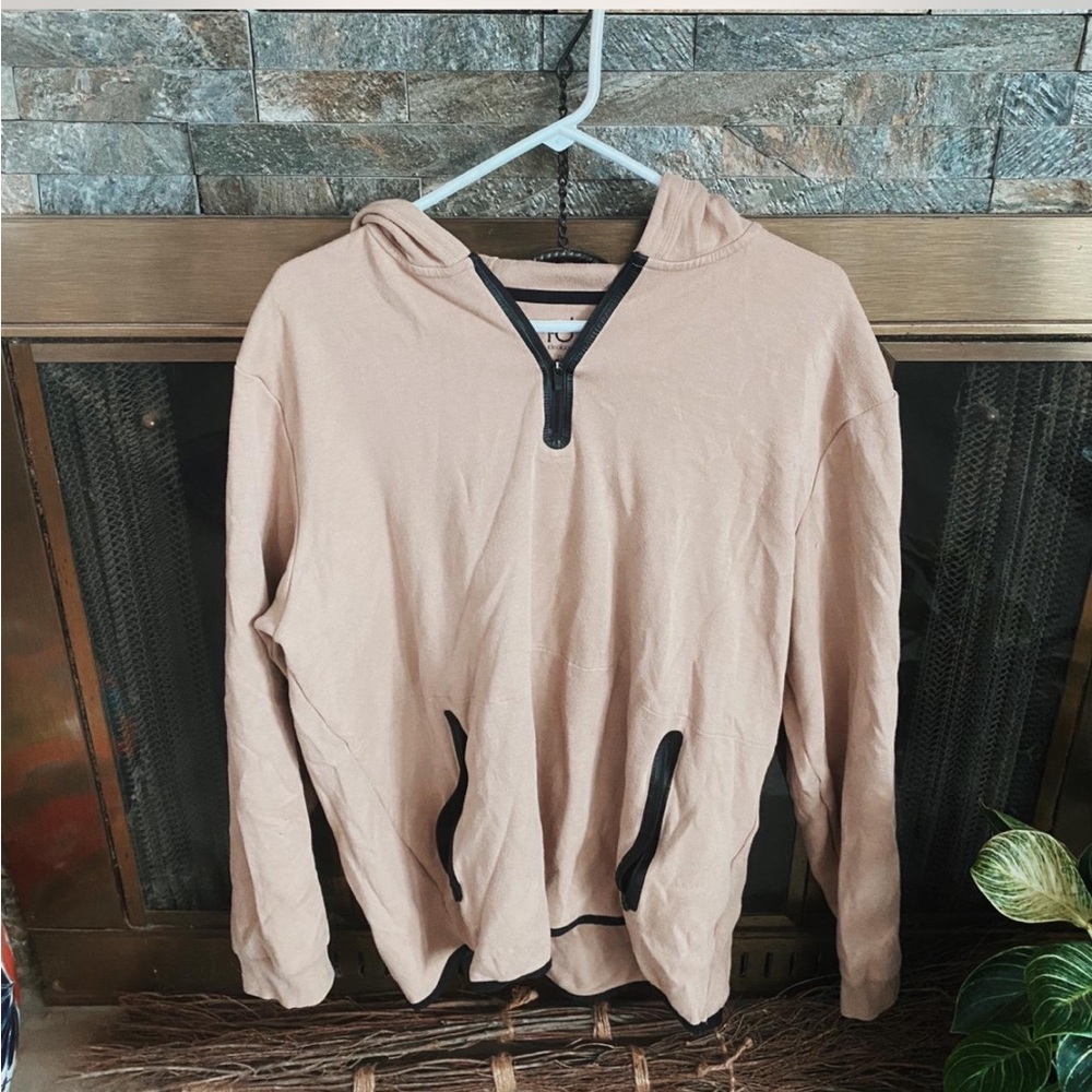 Ideology Tan and Black Zip Up Sweater